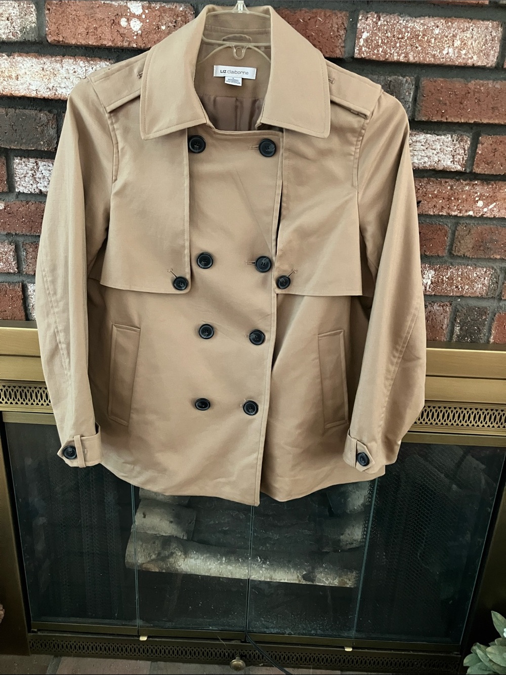 Liz Claiborne Tan Cropped Trench Coat Jacket Size Large